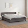 Cama box spring con colchón cuero sintético gris 180x200 cm