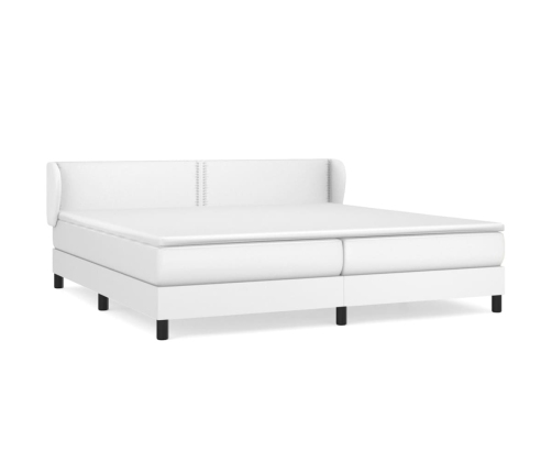 Cama box spring con colchón cuero sintético blanco 200x200 cm