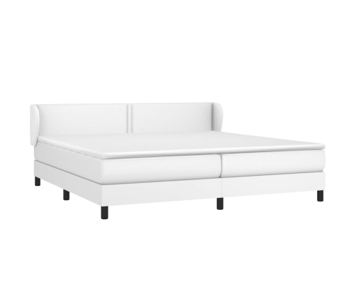 Cama box spring con colchón cuero sintético blanco 200x200 cm