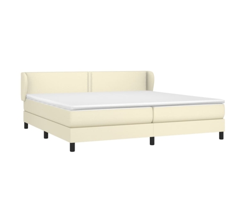 Cama box spring con colchón cuero sintético crema 200x200 cm