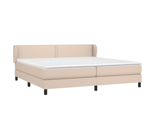 Cama box spring con colchón cuero sintético capuchino 200x200cm