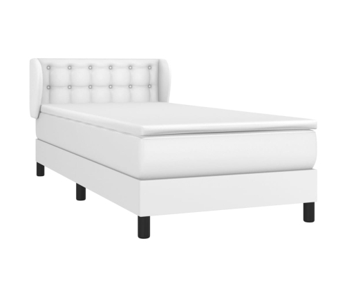 Cama box spring con colchón cuero sintético blanco 80x200 cm