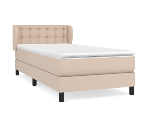 Cama box spring con colchón cuero sintético capuchino 80x200 cm