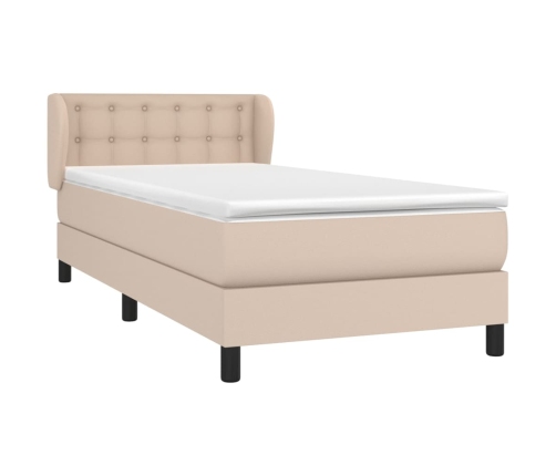 Cama box spring con colchón cuero sintético capuchino 80x200 cm