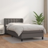 Cama box spring con colchón cuero sintético gris 90x190 cm