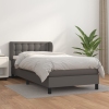 Cama box spring con colchón cuero sintético gris 90x200 cm