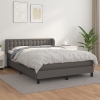 Cama box spring con colchón cuero sintético gris 140x190 cm