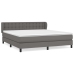 Cama box spring con colchón cuero sintético gris 160x200 cm