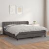 Cama box spring con colchón cuero sintético gris 160x200 cm