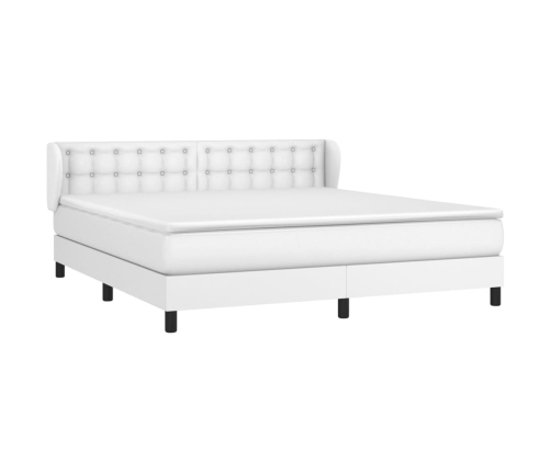 Cama box spring con colchón cuero sintético blanco 180x200 cm