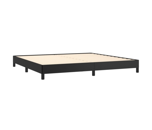 Cama box spring con colchón cuero sintético negro 200x200 cm