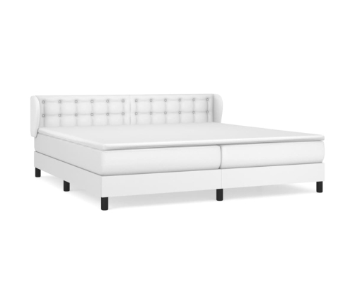 Cama box spring con colchón cuero sintético blanco 200x200 cm