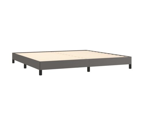 Cama box spring con colchón cuero sintético gris 200x200 cm