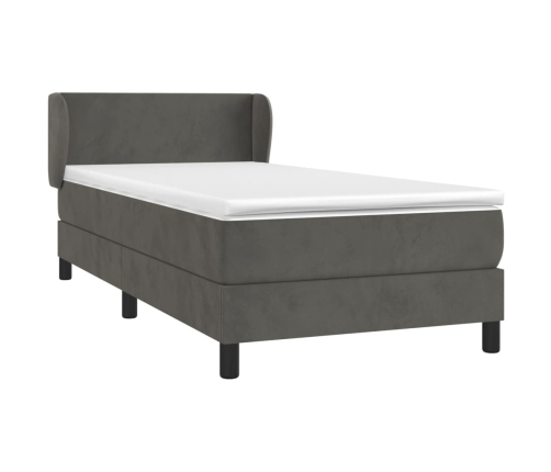 Cama box spring con colchón terciopelo gris oscuro 80x200 cm