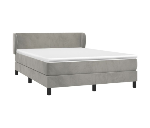 Cama box spring con colchón terciopelo gris claro 140x190 cm