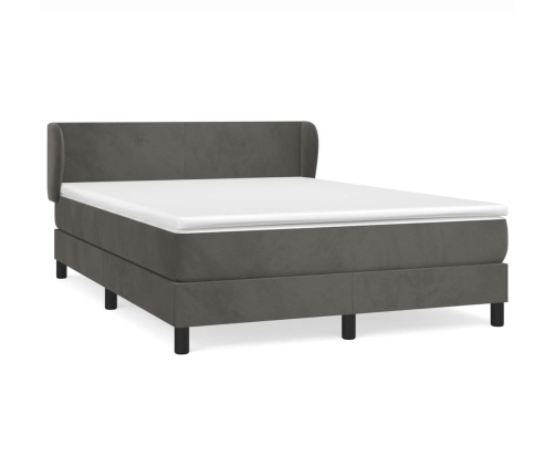 Cama box spring con colchón terciopelo gris oscuro 140x190 cm