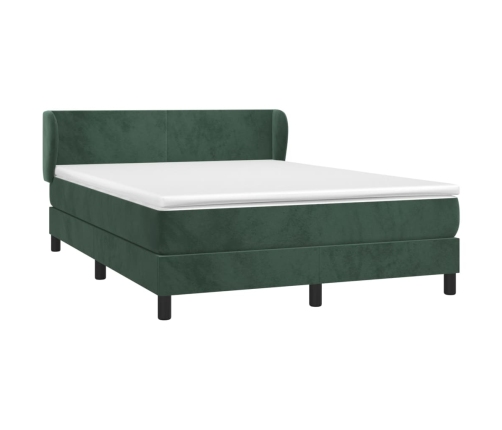 Cama box spring con colchón terciopelo verde oscuro 140x190 cm