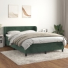 Cama box spring con colchón terciopelo verde oscuro 140x190 cm