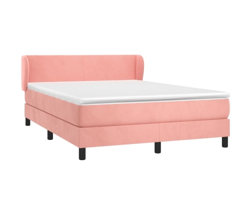 Cama box spring con colchón terciopelo rosa 140x190 cm