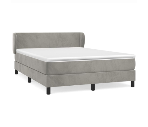 Cama box spring con colchón terciopelo gris claro 140x200 cm