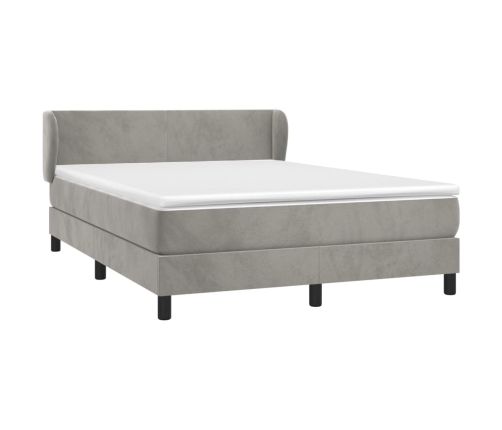 Cama box spring con colchón terciopelo gris claro 140x200 cm