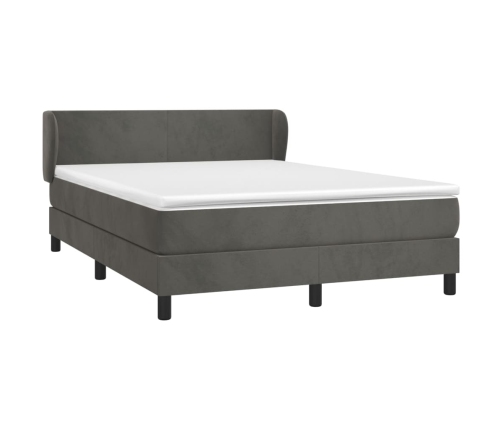 Cama box spring con colchón terciopelo gris oscuro 140x200 cm