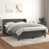 Cama box spring con colchón terciopelo gris oscuro 140x200 cm