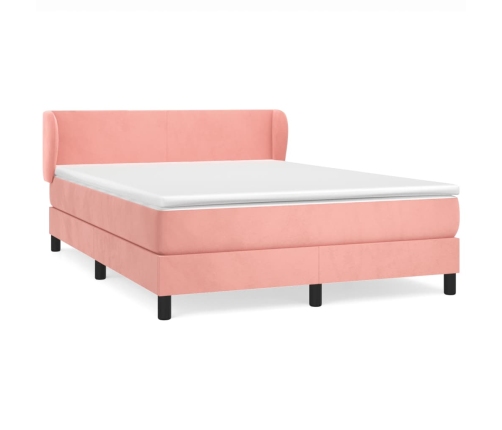 Cama box spring con colchón terciopelo rosa 140x200 cm