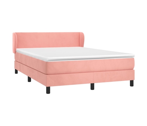 Cama box spring con colchón terciopelo rosa 140x200 cm