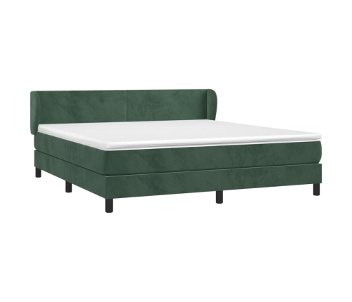 Cama box spring con colchón terciopelo verde oscuro 160x200 cm