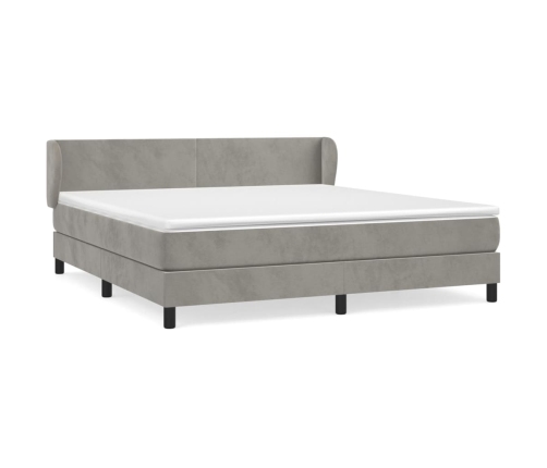 Cama box spring con colchón terciopelo gris claro 180x200 cm