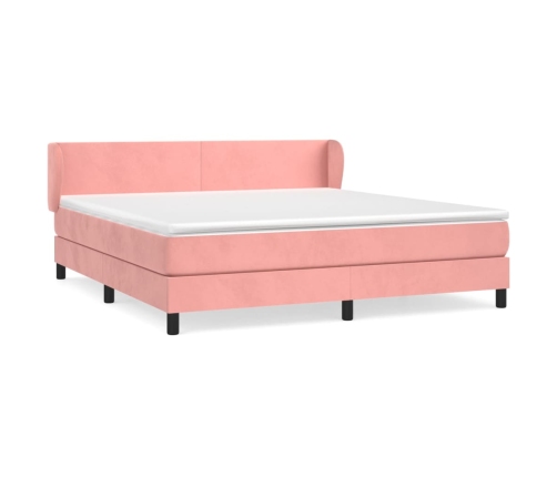 Cama box spring con colchón terciopelo rosa 180x200 cm