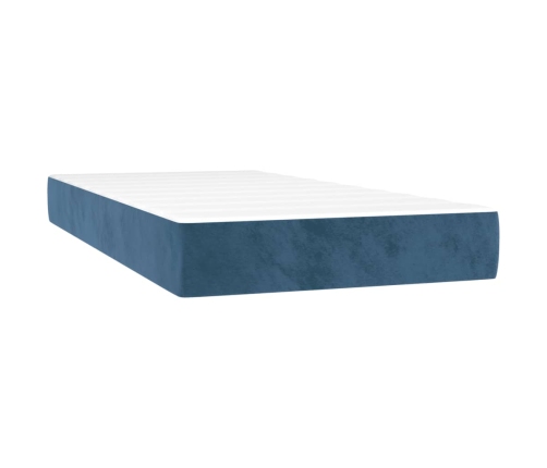 Cama box spring con colchón terciopelo azul oscuro 90x200 cm