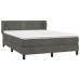 Cama box spring con colchón terciopelo gris oscuro 140x190 cm