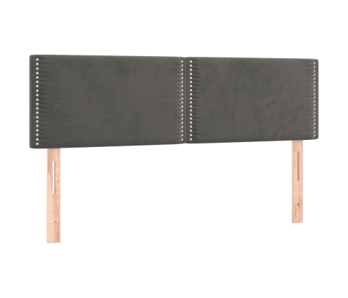 Cama box spring con colchón terciopelo gris oscuro 140x190 cm