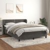 Cama box spring con colchón terciopelo gris oscuro 140x190 cm