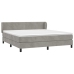 Cama box spring con colchón terciopelo gris claro 160x200 cm