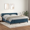 Cama box spring con colchón terciopelo azul oscuro 160x200 cm