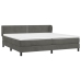 Cama box spring con colchón terciopelo gris oscuro 200x200 cm