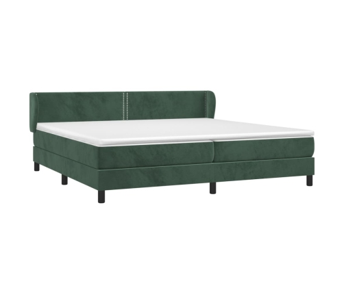 Cama box spring con colchón terciopelo verde oscuro 200x200 cm