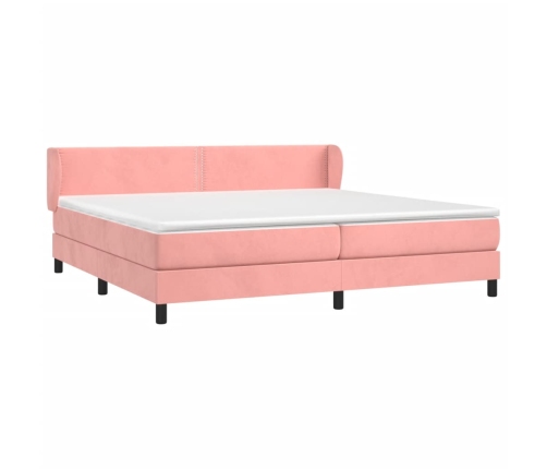 Cama box spring con colchón terciopelo rosa 200x200 cm