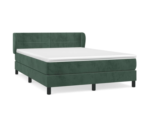 Cama box spring con colchón terciopelo verde oscuro 140x190 cm