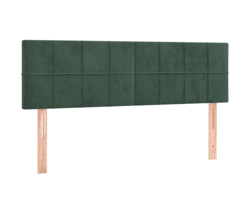 Cama box spring con colchón terciopelo verde oscuro 140x190 cm