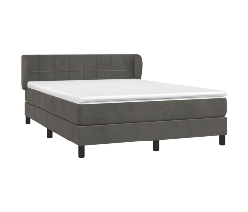 Cama box spring con colchón terciopelo gris oscuro 140x200 cm