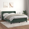 Cama box spring con colchón terciopelo verde oscuro 140x200 cm