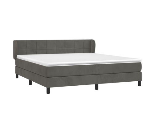 Cama box spring con colchón terciopelo gris oscuro 160x200 cm