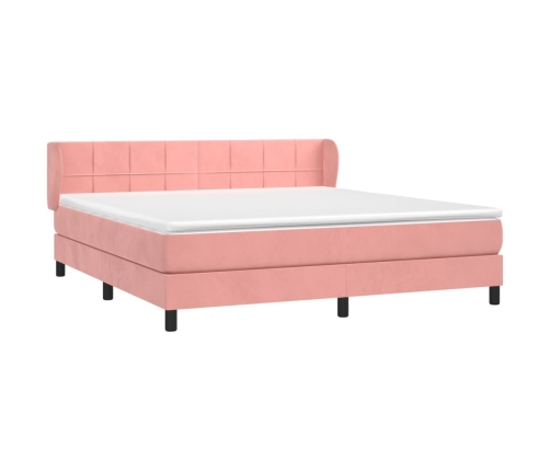 Cama box spring con colchón terciopelo rosa 180x200 cm