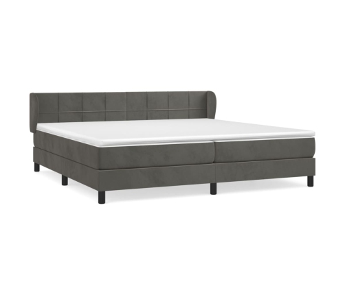 Cama box spring con colchón terciopelo gris oscuro 200x200 cm