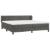 Cama box spring con colchón terciopelo gris oscuro 200x200 cm