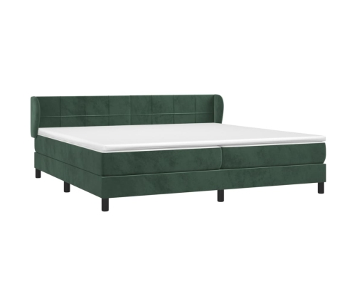 Cama box spring con colchón terciopelo verde oscuro 200x200 cm